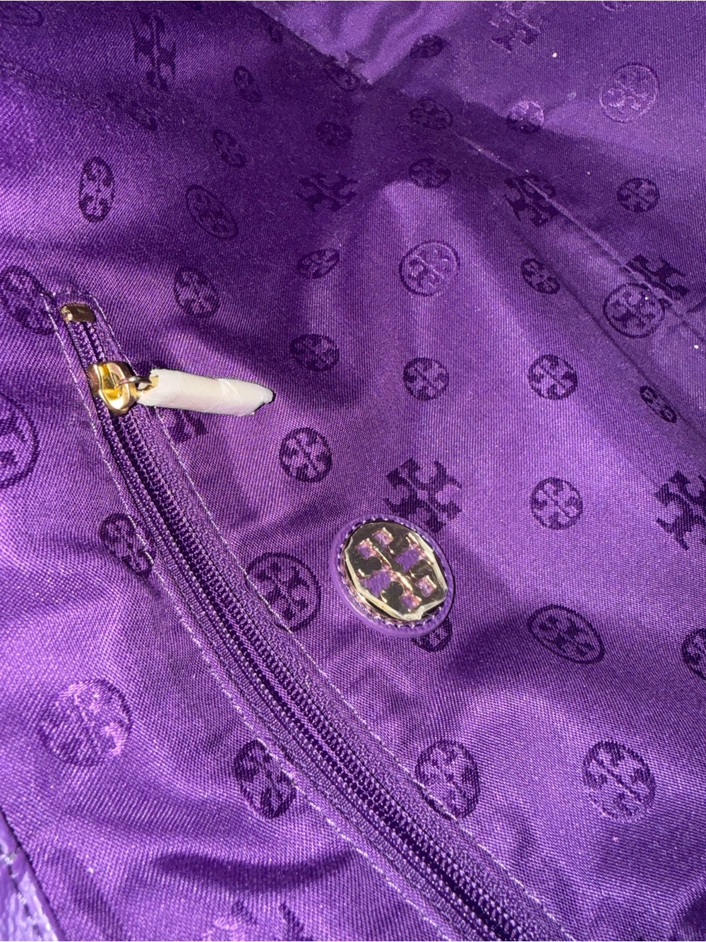 Tory Burch Violet Leather Tote with Gold Hardware - Picture 9 of 13